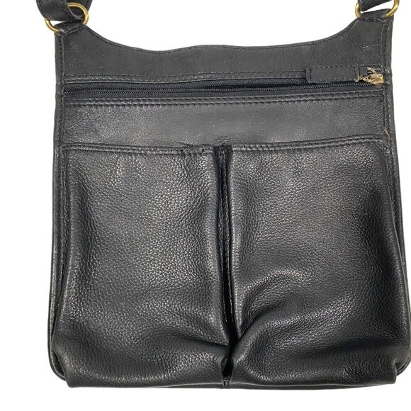 Vintage Fossil crossbody shoulder bag soft pebbled leather black minimalist - Picture 6 of 10